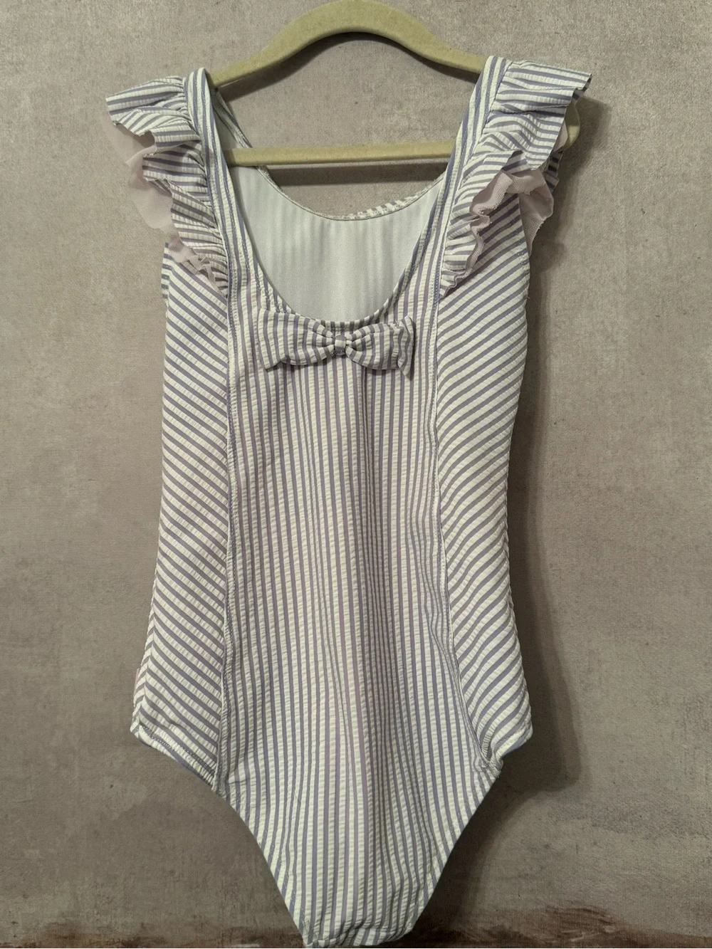 Seersucker Waterfall One Piece Swimsuit Size 8 ~ Ruffle Butts